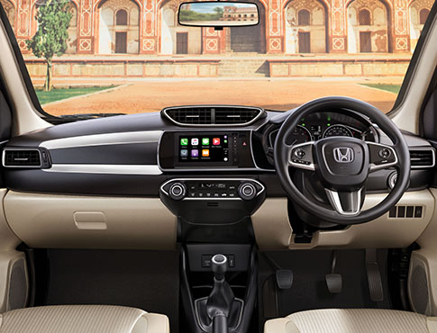 Honda Amaze Interior -  Premium Interiors with Satin Silver & Chrome Ornamentation 