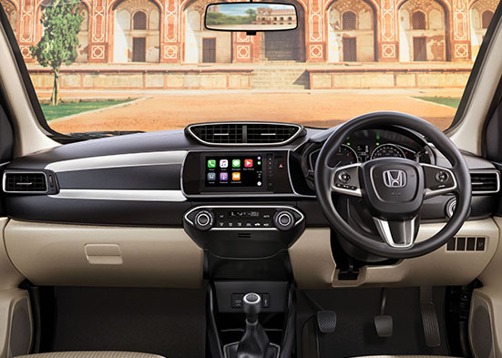 Honda Amaze Interior -  Premium Interiors with Satin Silver & Chrome Ornamentation 