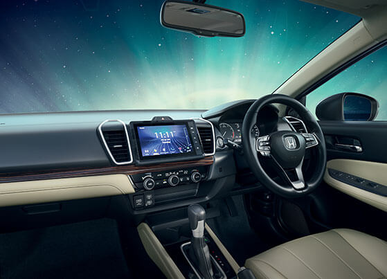 New Honda City 2020 Interior - Sophisticated & High Quality Dashboard with Real Stitch Soft Pad & Glossy Dark Wood Garnish