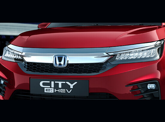 New Honda City e:HEV Exterior - New Honda Solid Wing Face with e:HEV Signature Blue H-mark Logo