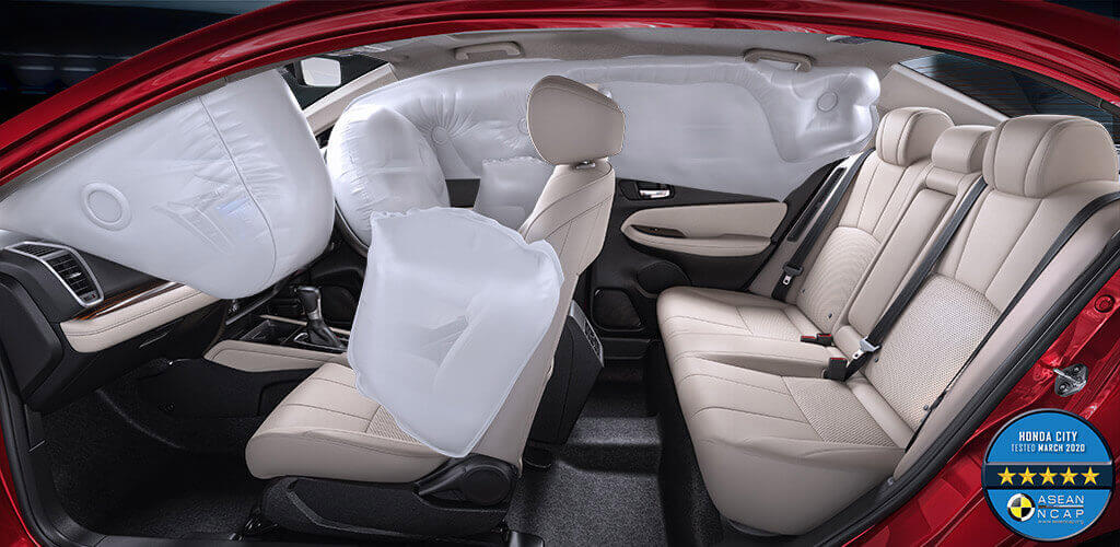 New Honda City Car Safety - 6 Airbags (Dual Front, Seat Side and Curtain)