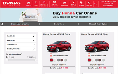 Buy a New Honda Car Online from Laptop Device