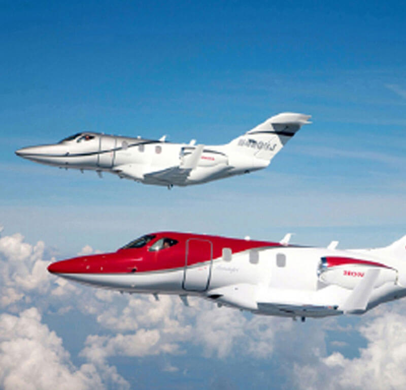 Side View of Flying Two Hondajet 